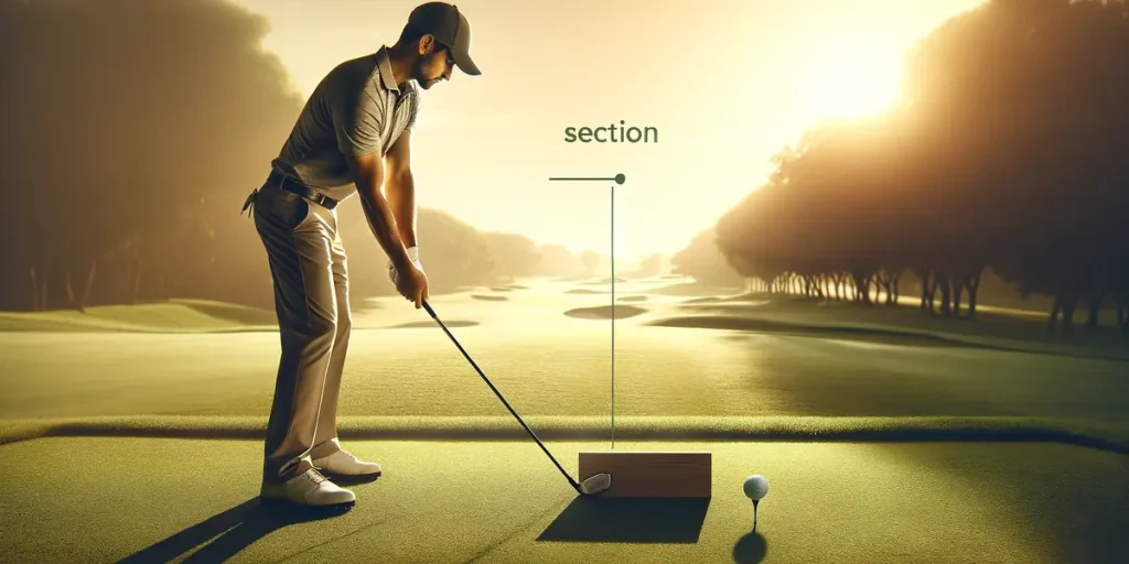 Golfer in perfect stance on golf course during golden hour, ready for a powerful swing.